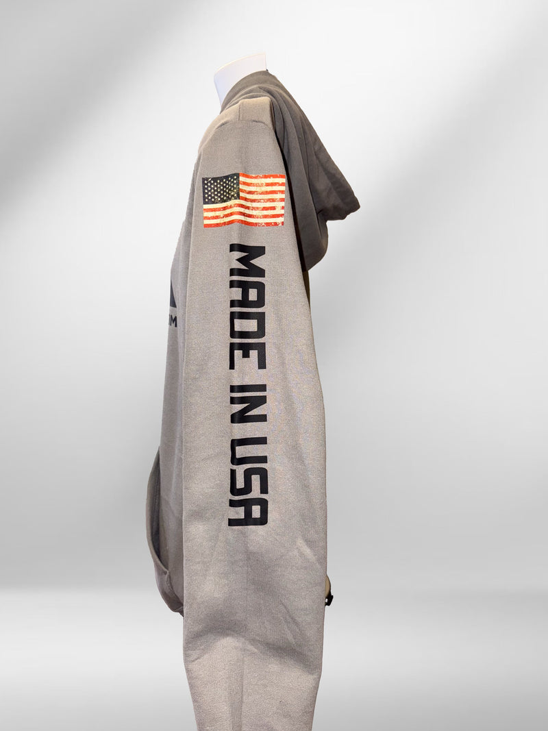 CA Logo American Red Black on Grey Hoodie Heavy Weight