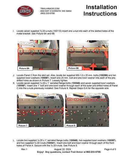 4 Seater Trail Armor 2020 - 2022, 2024 Honda Talon 1000X-4, 2020 - 2024 Talon 1000S-4 Fox Live Valve, 2023 Talon 1000XS-4, Talon 1000XS-4 Fox Live Valve, 2023 - 2024 Talon 1000R-4 Fox Live Valve Full Skids